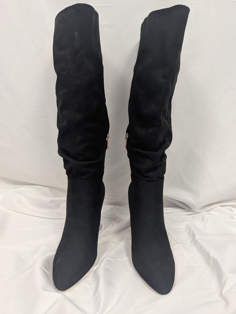 Jessica Simpson Black Suede Slouch Knee High Heel Boots Size 8 Like New - Picture 2 of 11